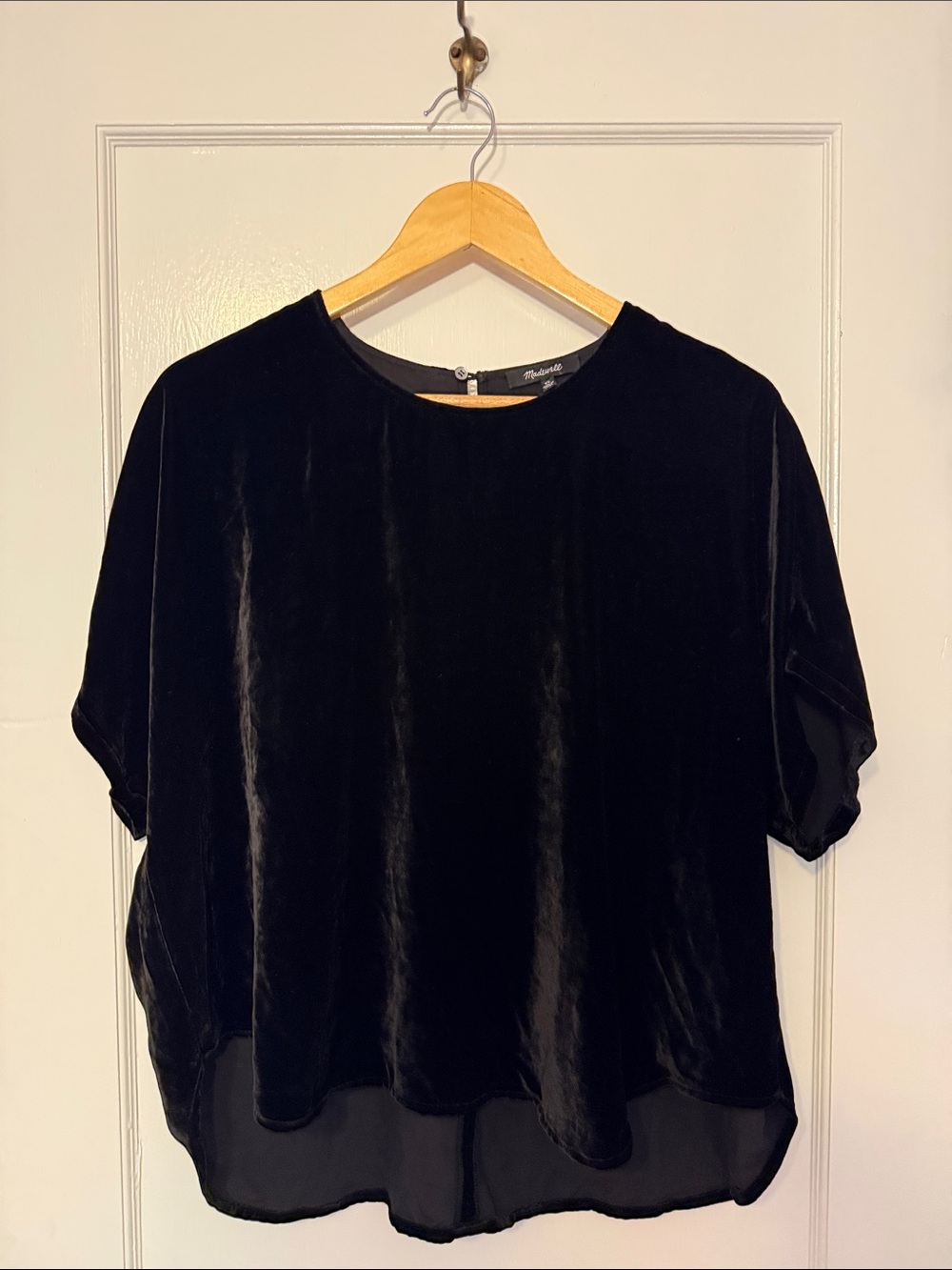 Madewell Black Velvet Short-Sleeve Top